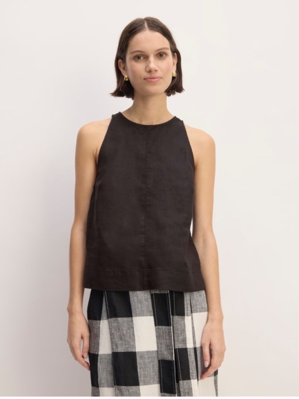 NWT Everlane The Linen High-Neck Tank in Black size 4